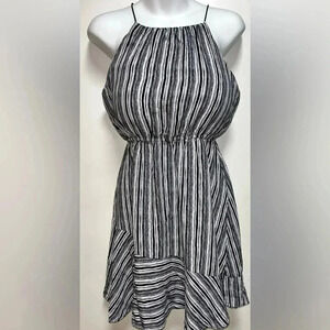 Crystall Doll Dress Size Blue Striped Asymmetrical Hem